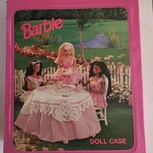 1994 Mattel Barbie Garden Tea Party Picnic Doll pink carrying case organizer